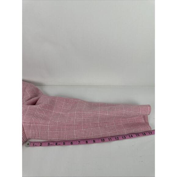 J. Crew One Button Pink Plaid Blazer Size 16 - Picture 7 of 8